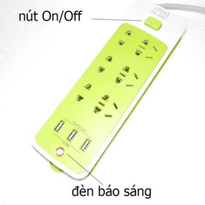 Ổ Điện 3 Cổng USB Đa Năng Chống Giật Màu Xanh TH