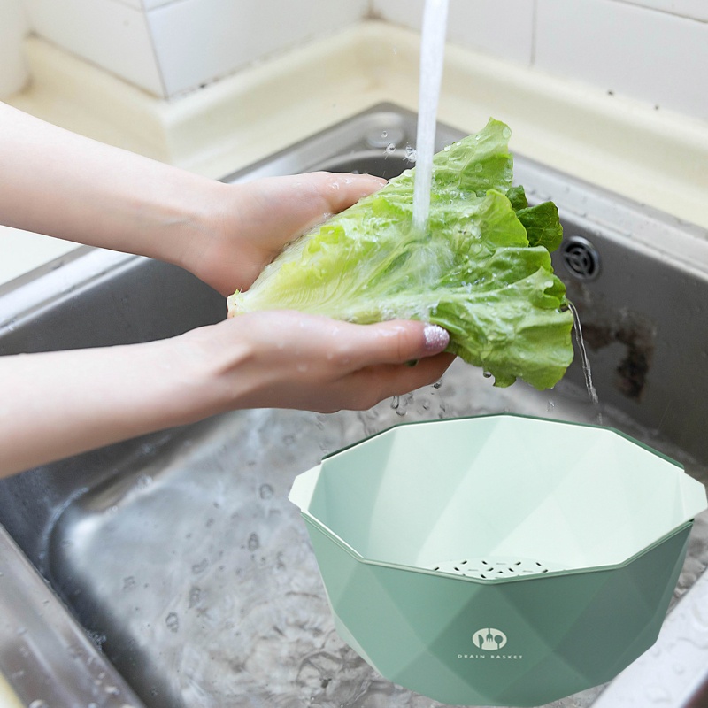 Rổ Nhựa Rửa Rau Củ Quả Hai Lớp Ráo Nước Tiện Dụng Cho Nhà Bếp