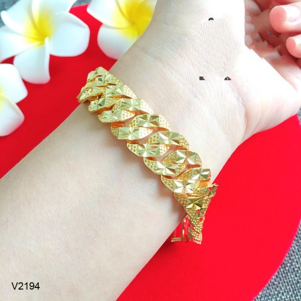 Lắc xích nam nữ bền màu thiết kế cao cấp Mạ Vàng 18k