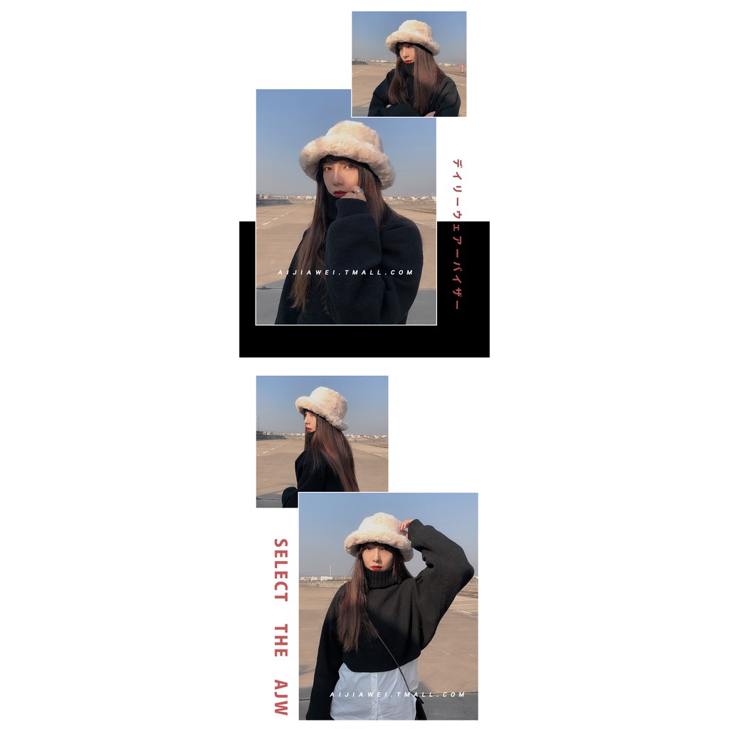 Nón tai bèo lông thỏ nhân tạo dày dặn màu sắc trơn phong cách Nhật Bản thời trang mùa đông cho nữ