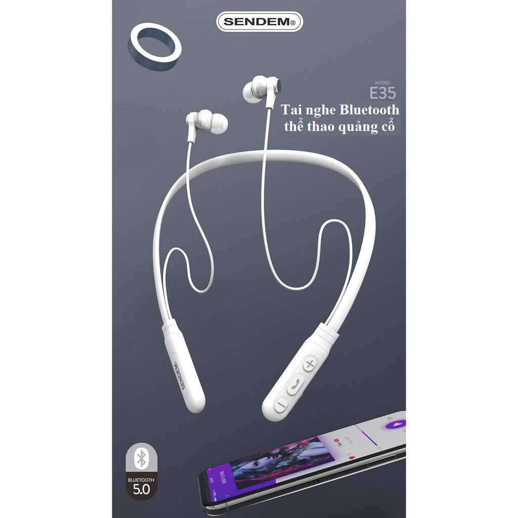 [CHÍNH HÃNG] Tai Nghe Bluetooth quàng cổ Sendem E35  Kiểu Dáng Thể Thao - Pin cực trâu 15 TIẾNG - Bảo hành 1 năm | BigBuy360 - bigbuy360.vn