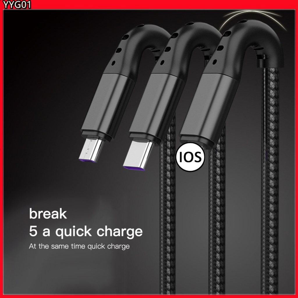 Cáp sạc nhanh USB loại C 3 trong 1 5A cho iPhone Samsung S10 Xiaomi 8