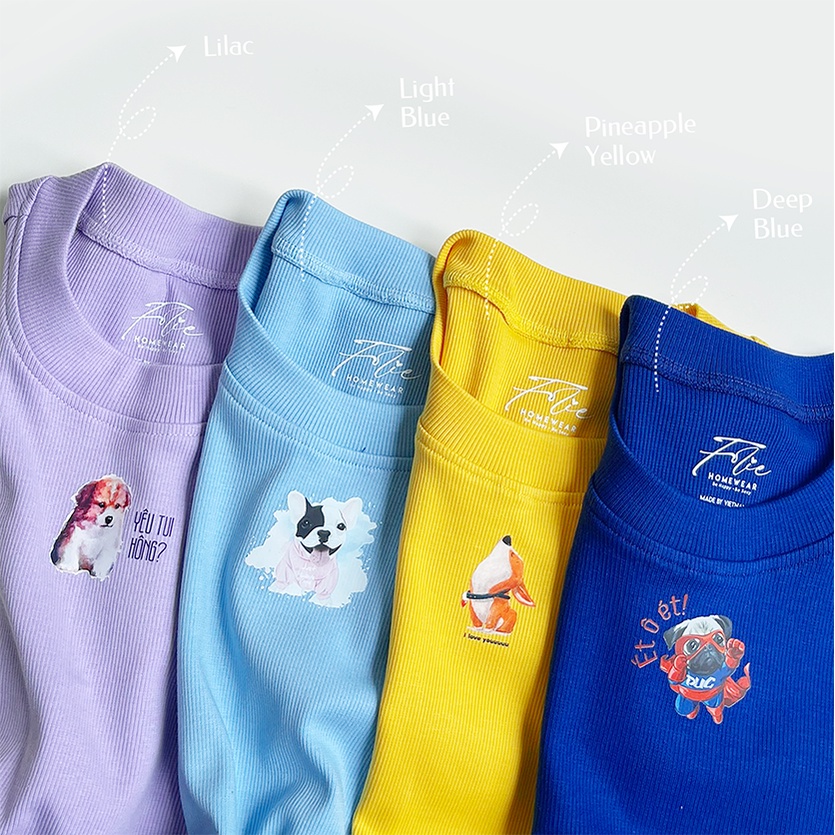 Folie Homewear -  Set đồ bộ mặc nhà thun gân cotton áo tay ngắn quần short FLA1Q1