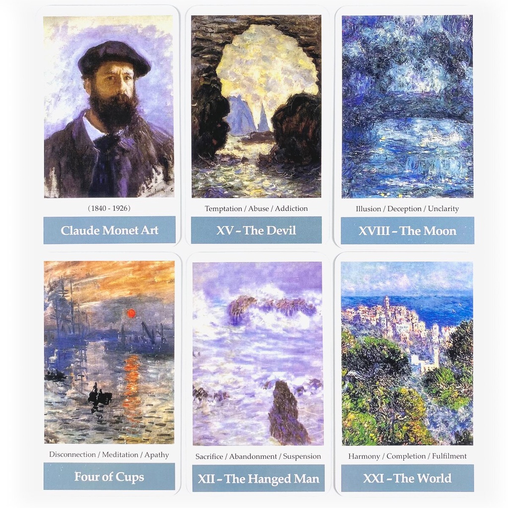Bộ bài tarot bói toán tiên tri Claude Monet có sách hướng dẫn cho bàn tiệc