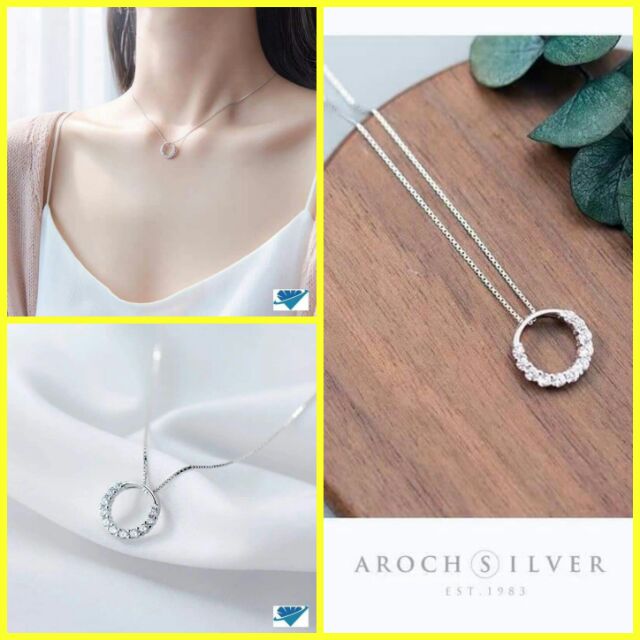 DÂY CHUYỀN BẠC MẶT TRÒN NẠM ĐÁ