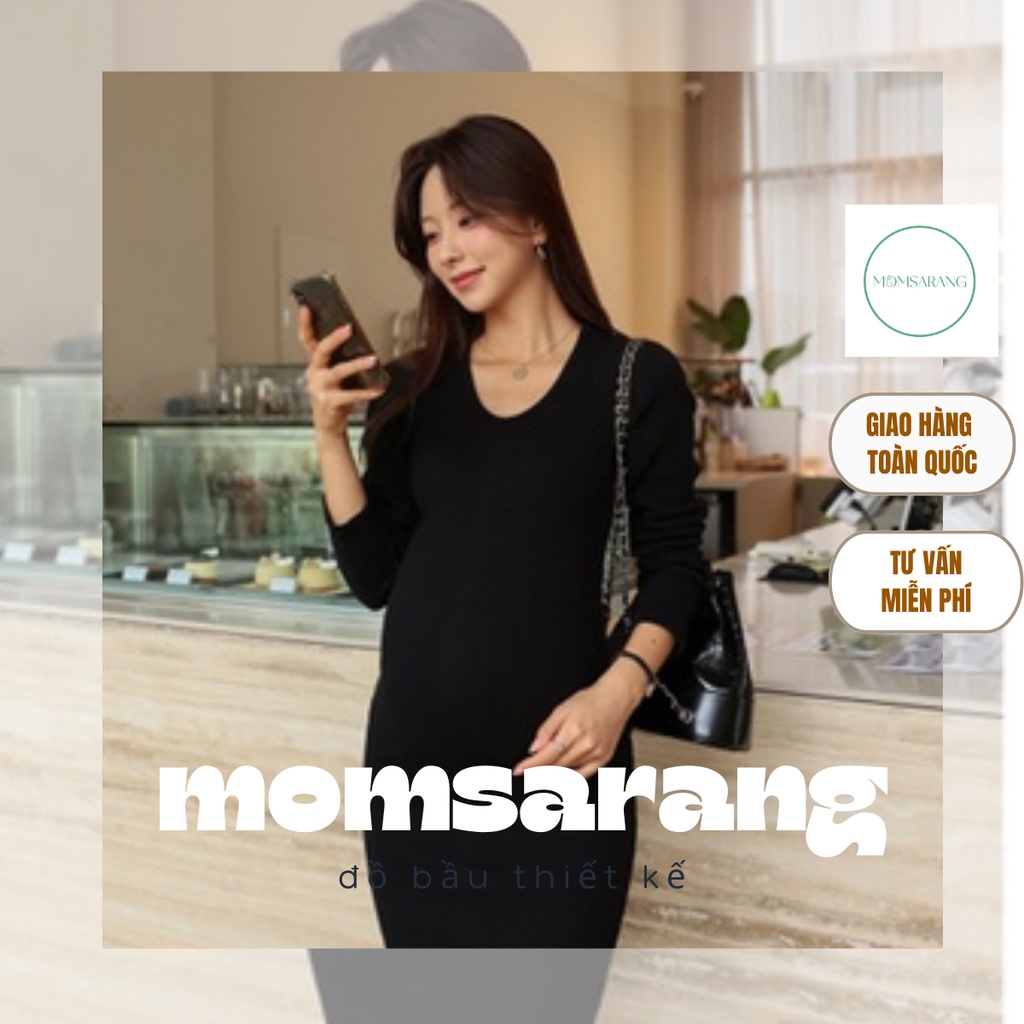 Váy len body xẻ sau cho mẹ bầu phong cách hàn quốc MomSarang MS294
