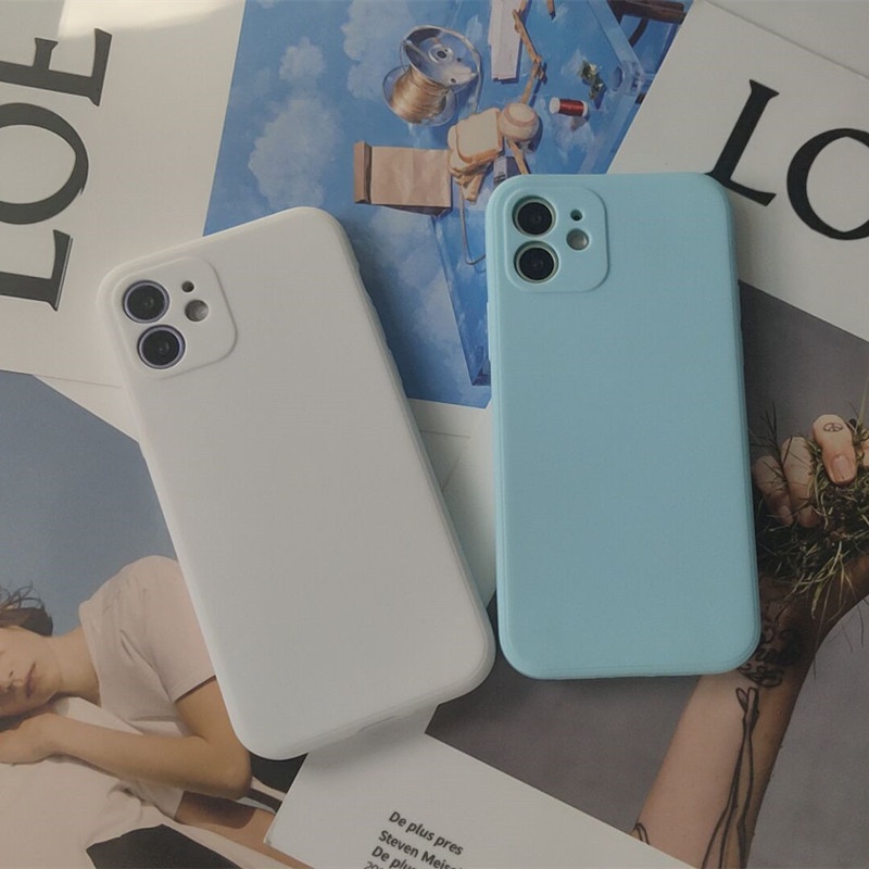 Ốp điện thoại silicon nhân tạo màu trơn không hình cho IPhone 7 8 11 12 13 X Xr Xs Max Pro Plus Mini | BigBuy360 - bigbuy360.vn