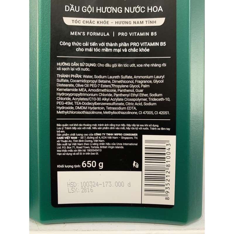 ComBo 2Chai Dầu Gội ROMANO 650g/1chai(Mầu Xanh lá)