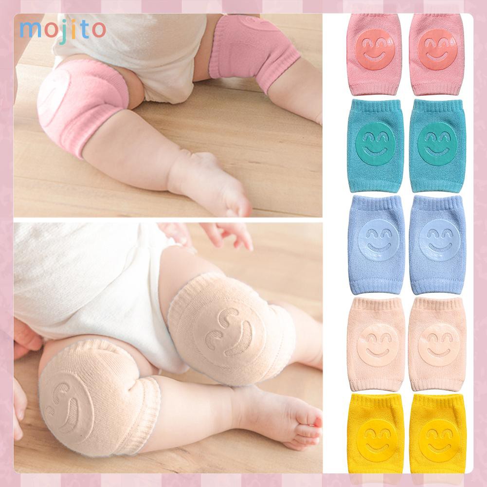 (Hàng Mới Về) 1 Cặp Đệm Đầu Gối In Hình Mặt Cười Bằng Cotton Cho Trẻ Sơ Sinh Tập Bò