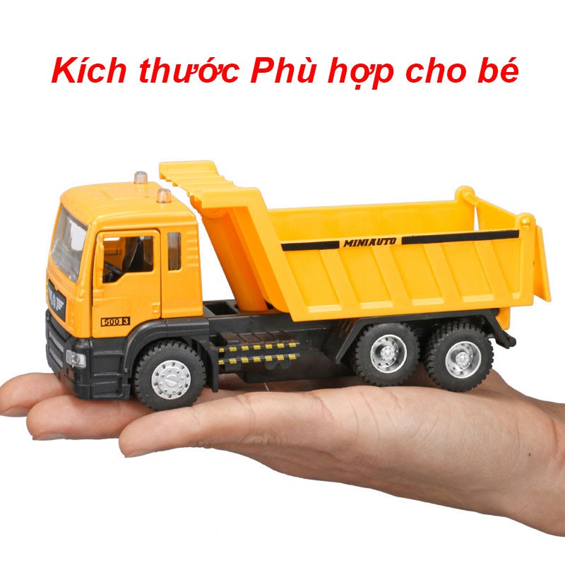 MÔ HÌNH Xe Tải Ben, Xe đồ chơi đầu Kim Loại chống va đập, có nhạc và đèn cho bé  | MINIAUTO tỷ lệ 1:50