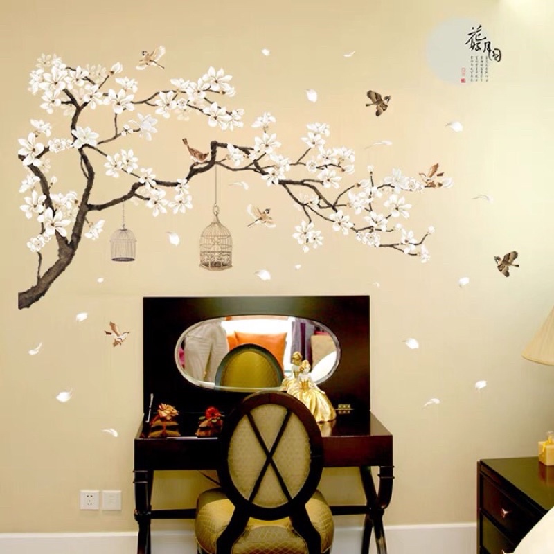 Decal dán tường, Tranh dán tường hoa mai cánh trắng