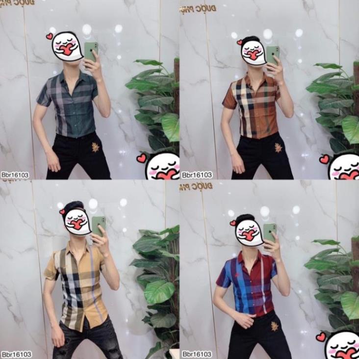 Áo sơ mi cộc tay nam - Áo sơ mi cộc tay Bbr - Sơ mi nam kẻ bbr siêu đẳng hót hít