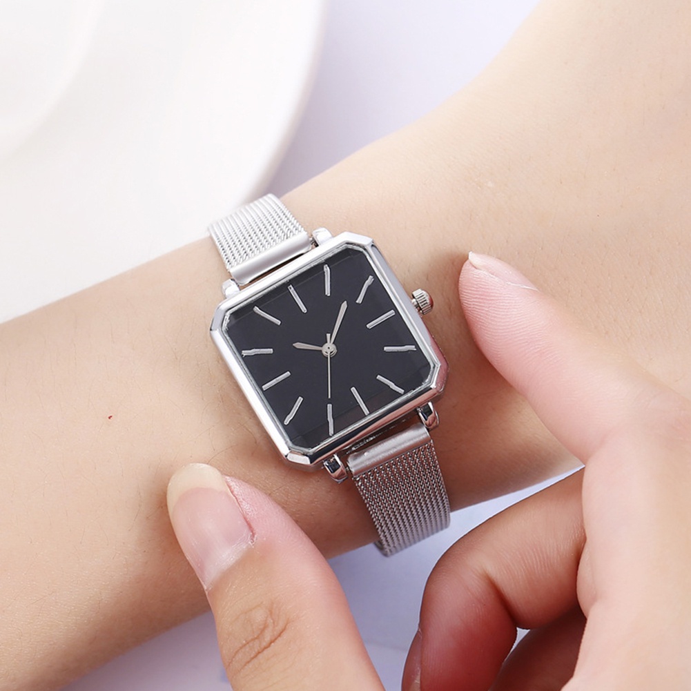Đồng Hồ MặT Vuông Dây Đeo HợP Kim ThờI Trang Cho Nữ