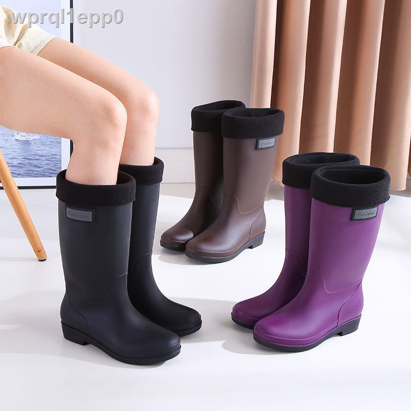 ♤✾Giày đi mưa dành cho người lớn, phong cách thời trang nữ, giày đi nước ngoài, ủng đi mưa dài, giày ống cao cổ đế bằng