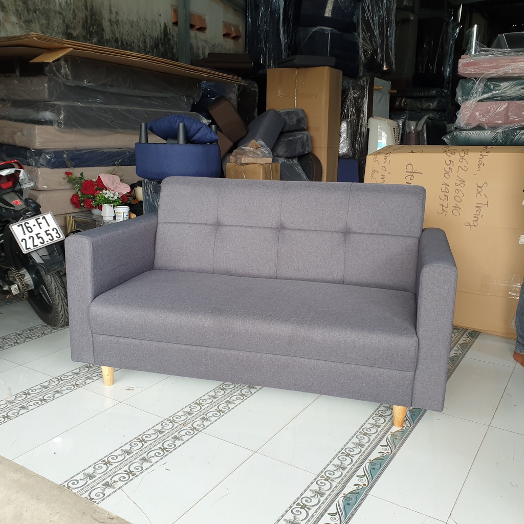 Bộ sofa băng ngắn 1m4 - Ghế Văng Chờ Màu Xám Lông Chuột Giá Rẻ Tận Xưởng