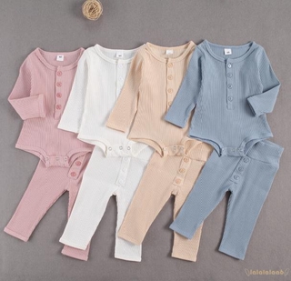 Set 2 món áo liền quần tay dài & quần dài cho bé