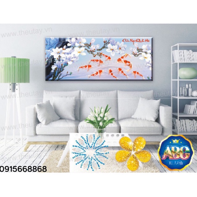 Tranh đính đá cá : kt 160*70 cm