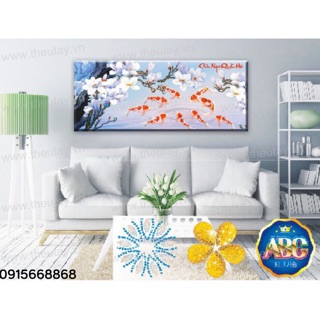 Tranh đính đá cá : kt 160*70 cm