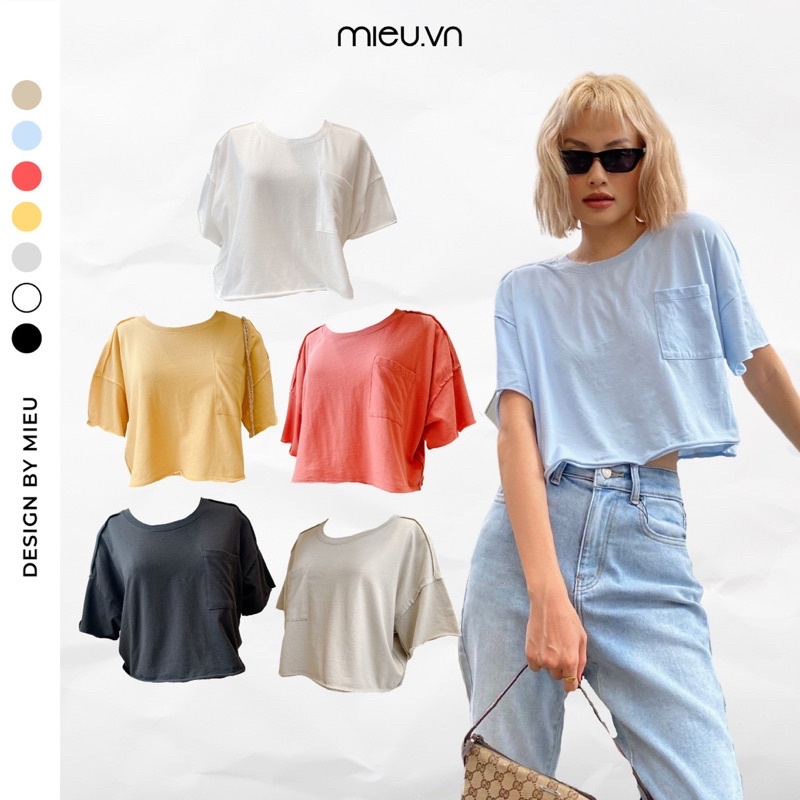 Áo croptop cổ tròn dáng suông nhiều màu MIEU - JM03