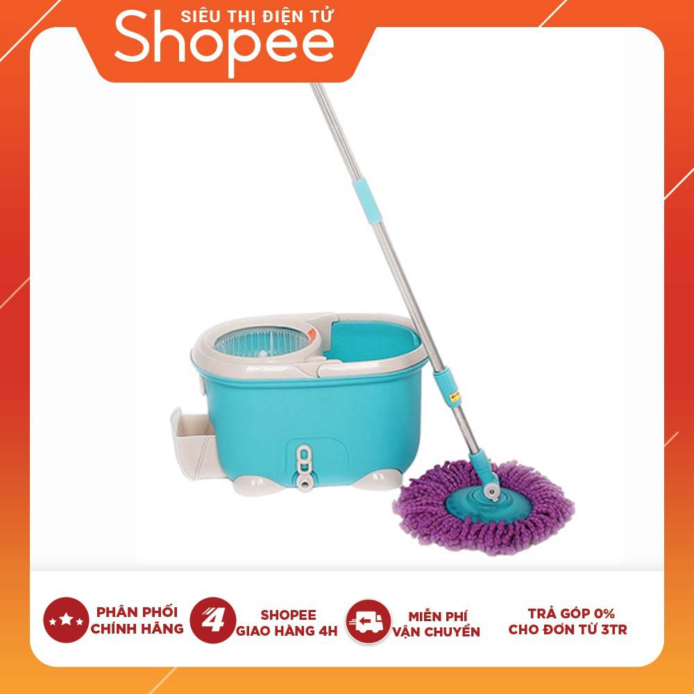 Bộ cây lau nhà xoay tay 360 độ Lock&Lock -Xanh dương (2 white mop +1 purple mop) - [MOP-Q2-1]