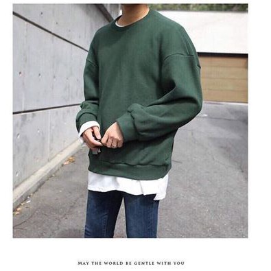 [Kèm hình thật] Sweater nỉ xanh rêu basic unisex | BigBuy360 - bigbuy360.vn