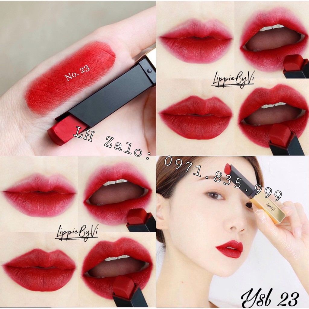 Son YSL 1966 Rouge Pur Couture The Slim_Son YSL Slim Velvet Hàng Chính Hãng
