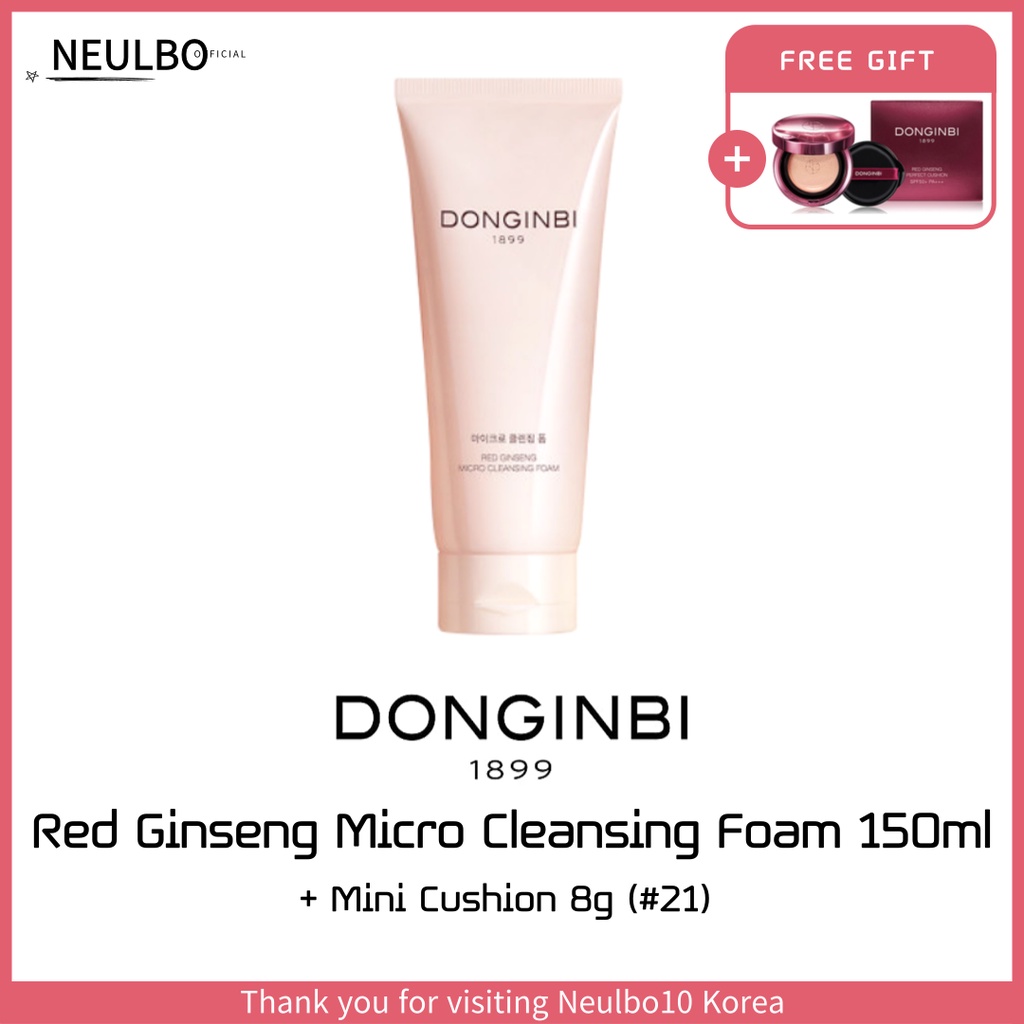 (Donginbi]) Red Ginseng Micro Cleansing Foam 150ml  (Free Gift :  Mini Cushion 8g #21 )