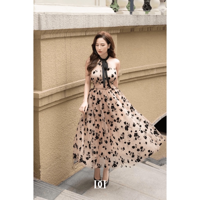 ĐẦM XÒE CỔ YẾM LƯỚI ÉP NHUNG DỰ TIỆC SANG CHẢNH UP (HÀNG QUẢNG CHÂU)