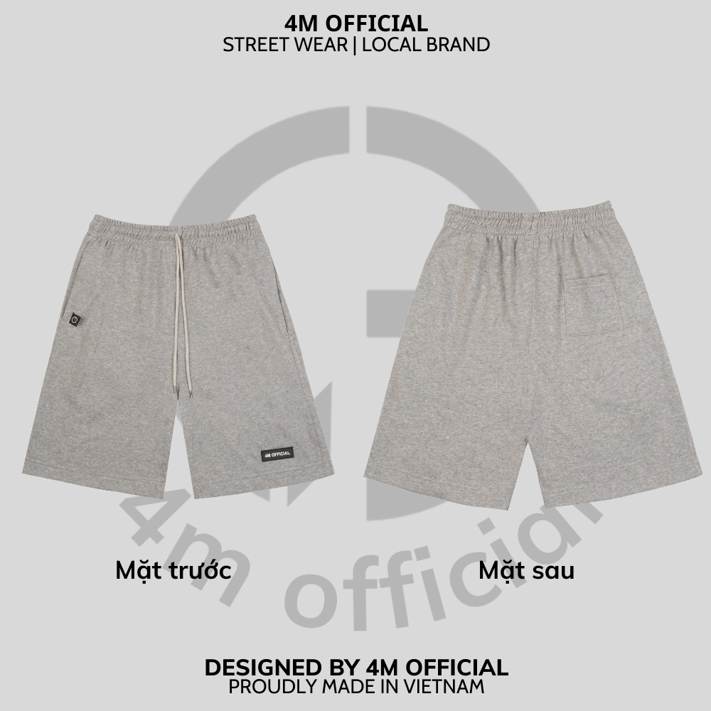 Quần short unisex 4M OFFICIAL basic short chất nỉ chân cua, Quần đùi unisex ống suông nam nữ dày dặn