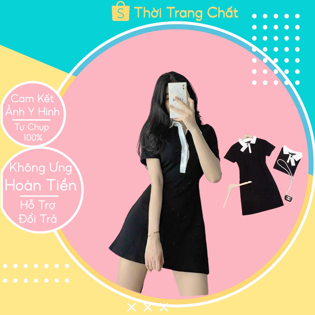 Đầm Body Cổ Sơ Mi Tay Ngắn Cài Nút Ngực kiểu dáng năng động, Váy Váy body nữ dáng ngắn phù hợp mọi phong cách
