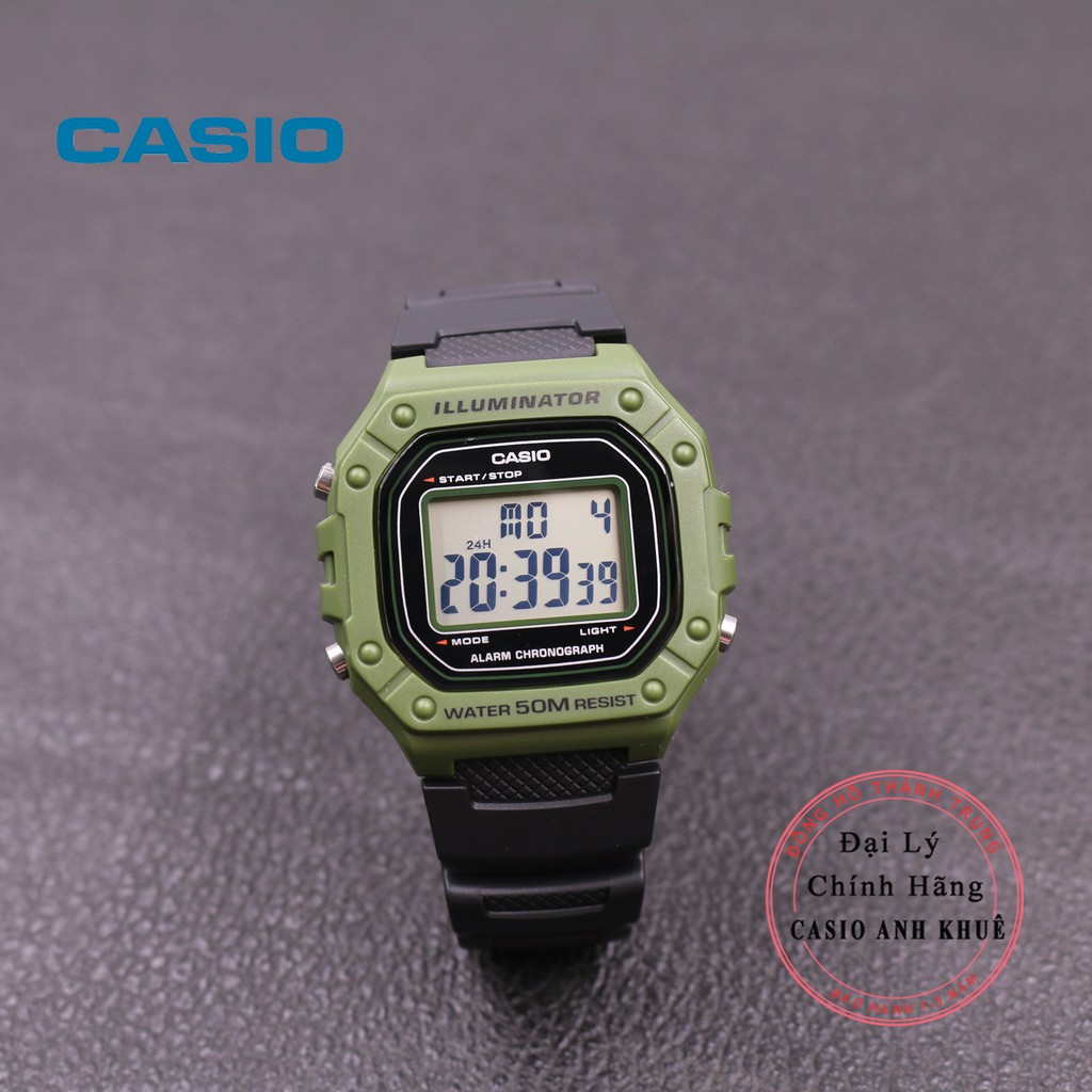 Đồng hồ điện tử nam Casio W-218H-3AVDF dây nhựa