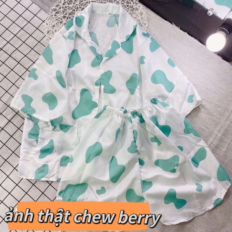 Bộ Đồ Ngủ Pijama Nữ BÒ SỮA Kate Tay Cộc Mặc Nhà Xinh