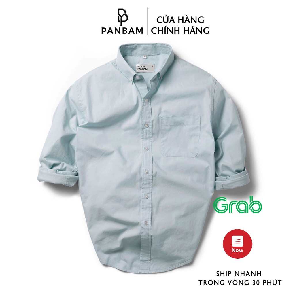 ☾Áo sơ mi tay dài PANBAM 100% Cotton dày dặn, form regular fit màu xanh ngọc - FULL TAG MẠC CỦA SHOP