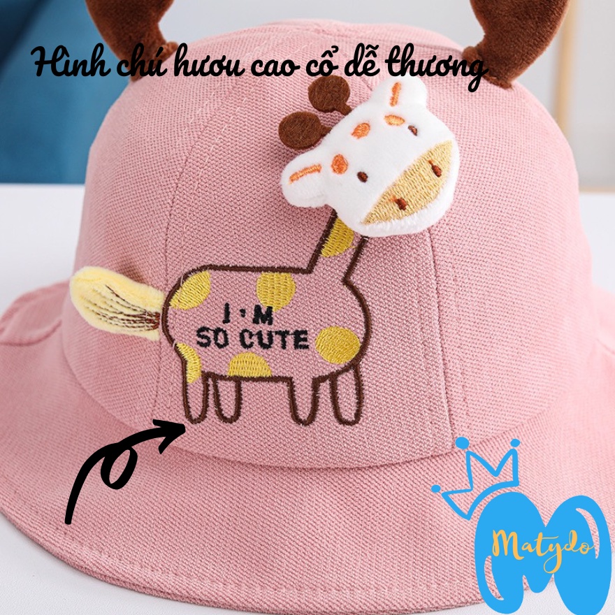 Mũ nón bucket vành tròn cho bé hình hươu cao cổ xinh xắn phụ kiện trẻ em 50cm