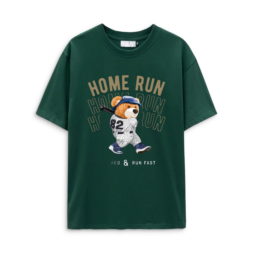 BIGSIZE - Áo thun nam tay ngắn form bigsize 70kg - 130kg - in Home run, gấu trust