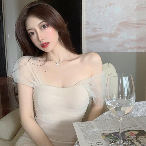 Váy body phối lưới đi tiệc xinh Kèm hình thật
