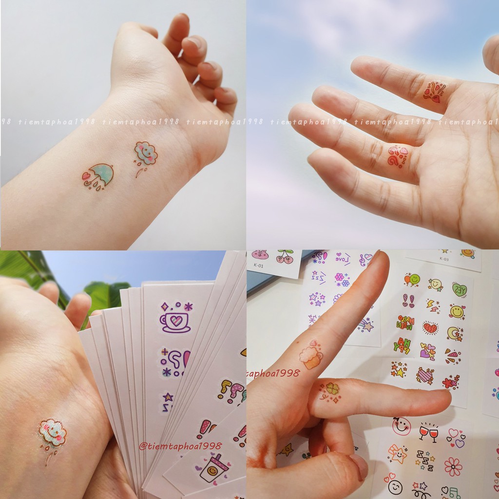 Hình Xăm Dán Mini Tattoo Chống Thấm Nước Bộ Hình Icon Cute Hot Trend