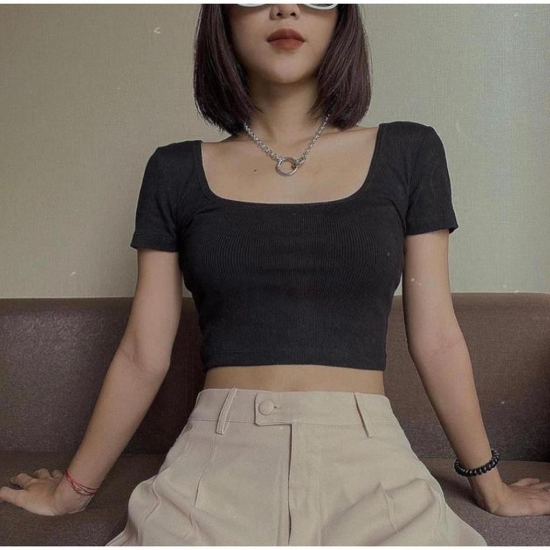 Áo crop basic có tay dễ mặc, dễ phối đồ