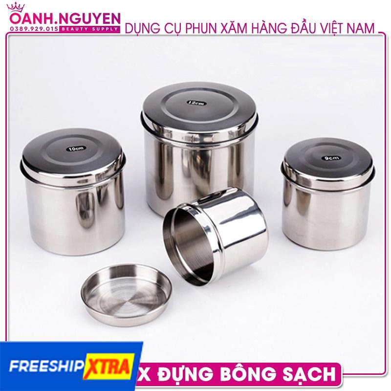 Hộp Inox Đựng Bông, Kim Ngòi Phun Xăm