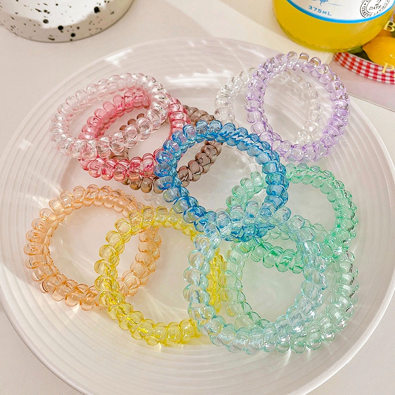 Set 2 Dây Buộc Tóc Dạng Xoắn Ốc Đơn Giản Thời Trang Hàn Quốc Không Làm Tổn Thương Tóc