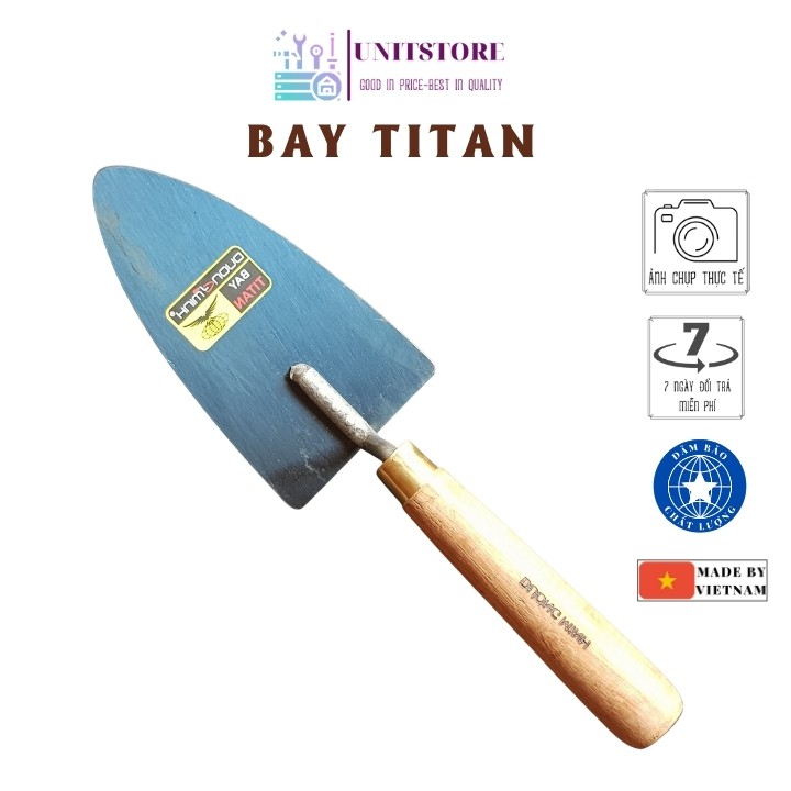 Bay xây dựng bay TITAN thép xanh cán gỗ căm xe dụng cụ xây dựng xây nhà làm vườn cao cấp BX04