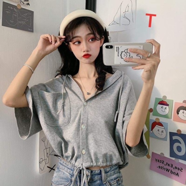 Áo crt mũ dây rút eo Trơn TTB886 | BigBuy360 - bigbuy360.vn