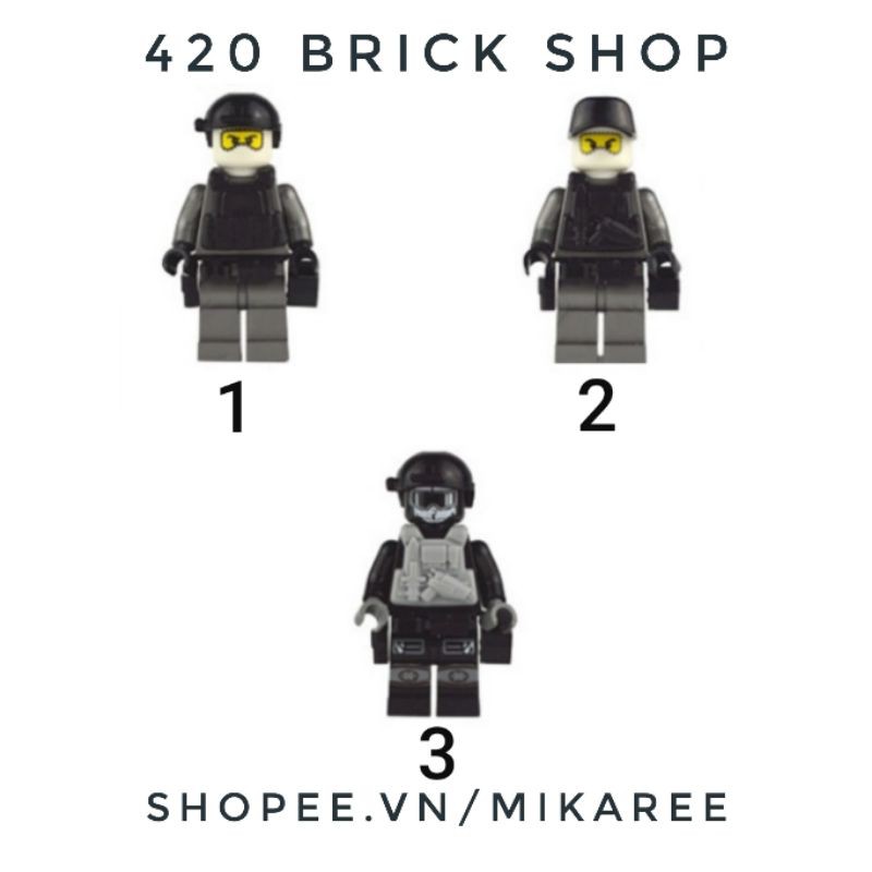 Non Lego - Minifigures Các Nhân Vật SWAT Tặng Kèm Súng