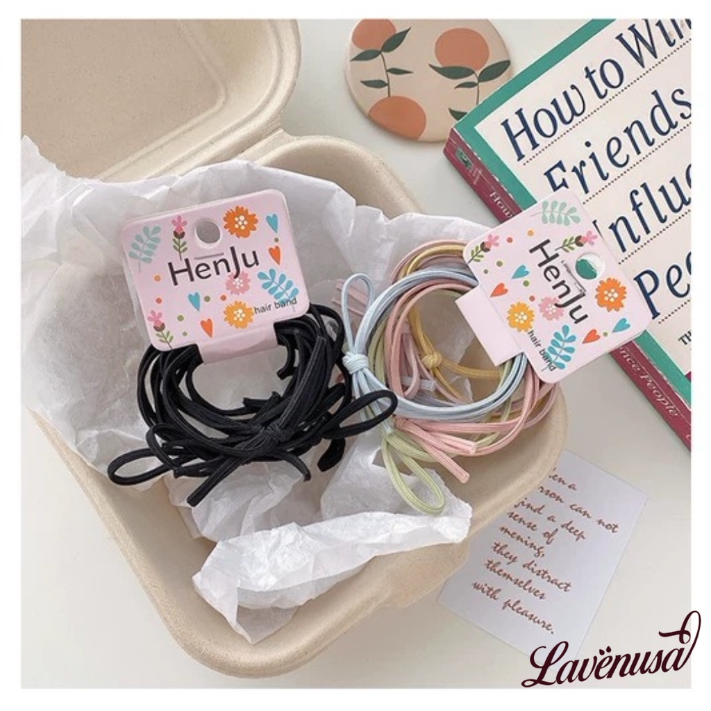 Dây buộc tóc cao cấp co giãn đáng yêu kiểu Hàn Quốc set 6 cái LAVENUSA CT12