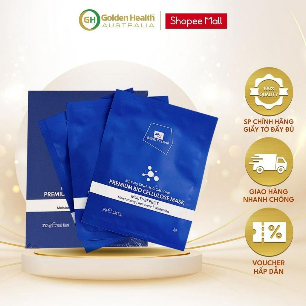 [GOLDEN HEALTH] Mặt Nạ Sinh Học Cao Cấp Premium Bio Cellulose Mask Beauty Leaf (set 3 miếng/hộp)