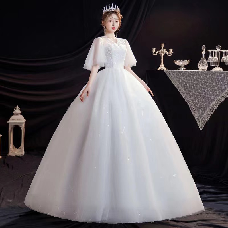Đầm Chữ A Màu Trắng plus size S-3XL Thời Trang Cho Cô Dâu