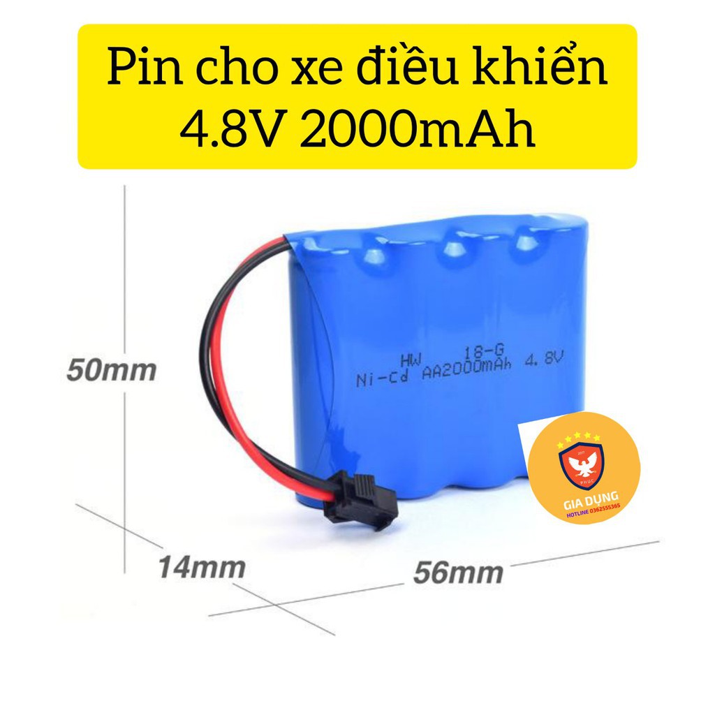 Pin 4.8v 2000mAh cổng nối SM cho xe mô hình ô tô điều khiển