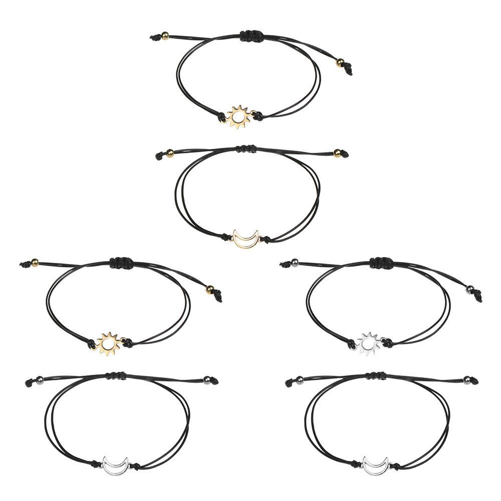 YVE Bộ 2 Vòng Tay Dây Bện Gắn Mặt Trăng / Mặt Trời Thời Trang Sáng Tạo