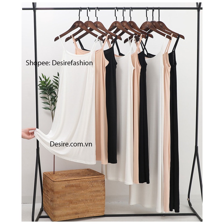 Đầm hai dây - Váy đầm mặc lót thun modal  dáng suông cổ thuyền Desire VNN-0044N