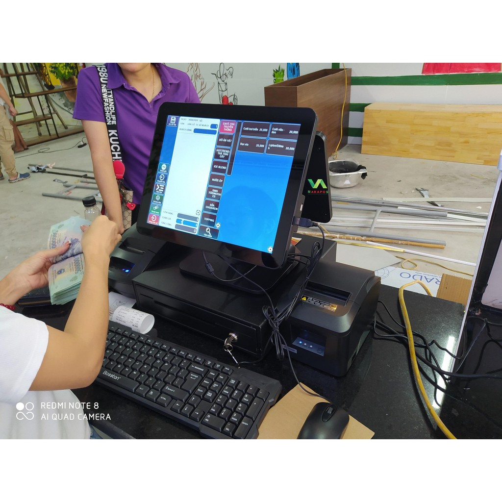 Trọn Bộ Máy Pos 2 Màn Hình ( 15x12 ) NAKA 2727 | BigBuy360 - bigbuy360.vn